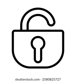 Unlocked icon illustration in line style. Perfect for website mobile app presentation. Suitable for any user interface and user experience