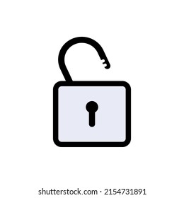 Unlocked Icon. Opened Padlock, Accessible Symbol. Applied for Design Element, Presentation, Website or Apps