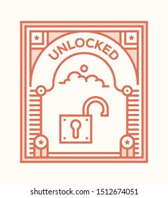 UNLOCKED AND ILLUSTRATION ICON CONCEPT