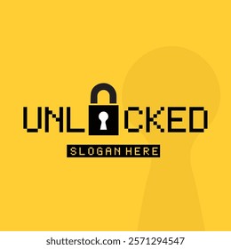 Unlocked key logo vector design 