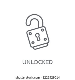Unlocked linear icon. Modern outline Unlocked logo concept on white background from User Interface and Web Navigation collection. Suitable for use on web apps, mobile apps and print media.
