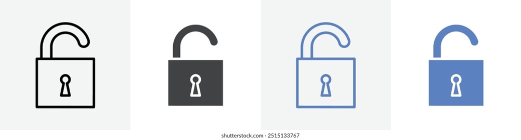 unlocked lock icon vector set use for web ui or app