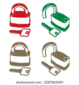 Unlocked And Locked Padlock Vector Illustration
