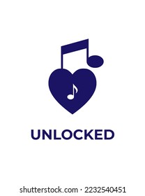 Unlocked musical vector logo design