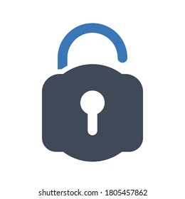 Unlocked open padlock flat vector icon