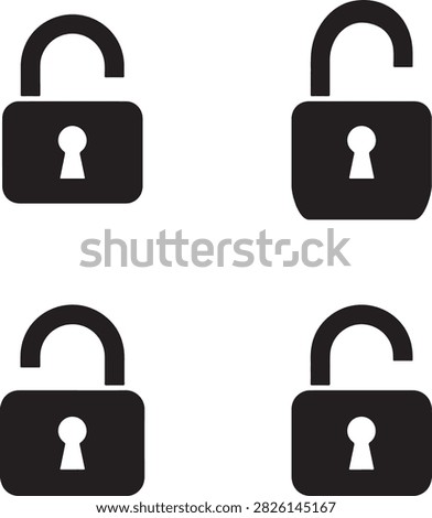 Unlocked Padlock Black Vector Icon Set Security and Privacy Symbols