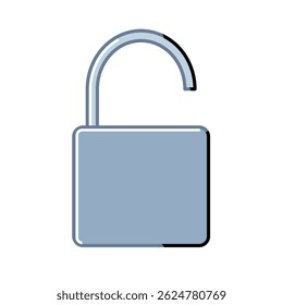 Icono azul del candado desbloqueado. Ilustración vectorial