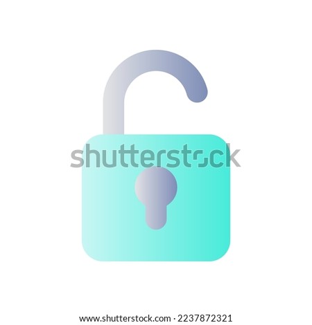 Unlocked padlock flat gradient color ui icon. Security setting. Folder access control. Open lock. Simple filled pictogram. GUI, UX design for mobile application. Vector isolated RGB illustration