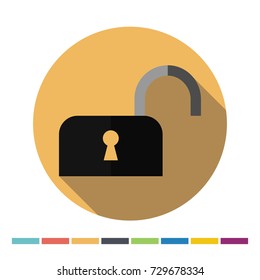 Unlocked padlock flat web icon. Vector Illustration.