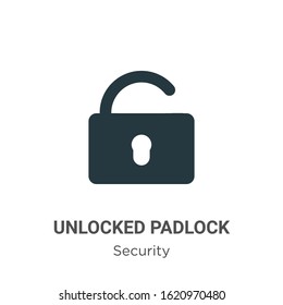 Unlocked padlock glyph icon vector on white background. Flat vector unlocked padlock icon symbol sign from modern security collection for mobile concept and web apps design.