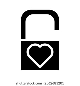 Unlocked padlock with heart shape. Concept of love, open heart, and relationship.