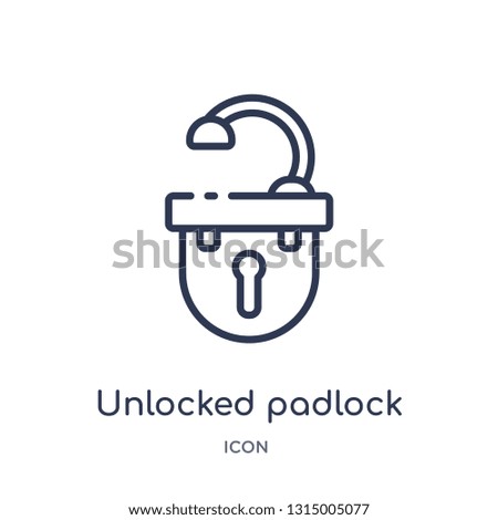 unlocked padlock icon from security outline collection. Thin line unlocked padlock icon isolated on white background.