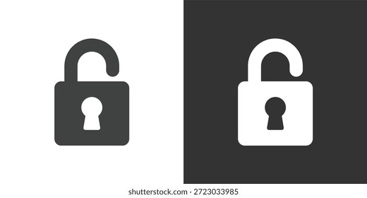 Icono de candado desbloqueado. Icono de la serie de glifos sólidos