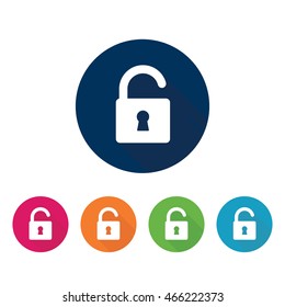  Unlocked padlock icon.Vector sign in various colors. 