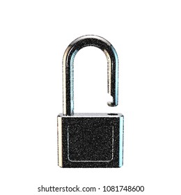 Unlocked padlock. Isolated on white background. Vector illustration. Pointillism style.