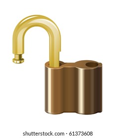 Unlocked padlock. Isolated on white background