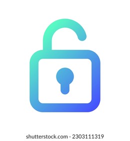 Unlocked padlock pixel perfect gradient linear ui icon. Security setting. Folder access control. Line color user interface symbol. Modern style pictogram. Vector isolated outline illustration