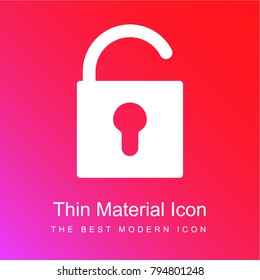 Unlocked padlock red and pink gradient material white icon minimal design