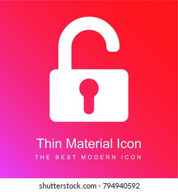 Unlocked padlock red and pink gradient material white icon minimal design