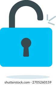 Icono de Vector plano mínimo desbloqueado de acceso de seguridad de candado
