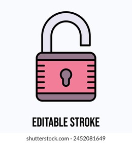 unlocked padlock vector icon, editable stroke.