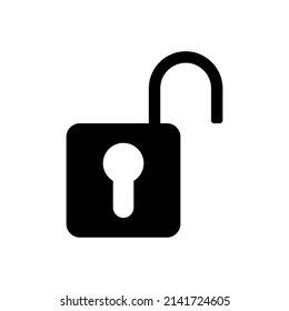 Unlocked padlock vector icon on white background