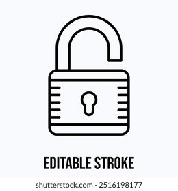 unlocked padlock vector icon, Security Lock Icon, Isolated Lineal Vector Icon.