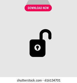 Unlocked Padlock Vector Icon, The symbol of opened lock. Simple, modern flat vector illustration for mobile app, website or desktop app 