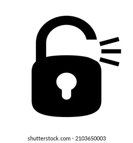 Unlocked padlock vector sign isolated on a white background.