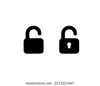 Unlocked padlocks icon. Access, account, authentication, firewall, icon, identification, open, padlock, privacy, private, protect, safety, secret, secure, security, symbol, system and vector.