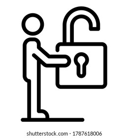 Icono de control remoto desbloqueado. Icono de vector de control remoto desbloqueado de contorno para diseño web aislado en fondo blanco