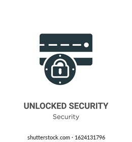 Unlocked security of credit transaction glyph icon vector on white background. Flat vector unlocked security of credit transaction icon symbol sign from modern security collection for mobile concept 