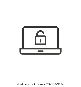 Unlocked Or Unsecured Laptop Icon On White Background