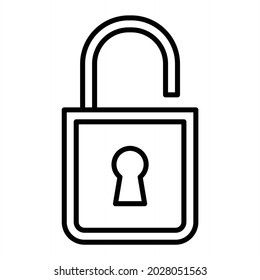 Unlocked Vector Outline Icon Isolated On White Background

