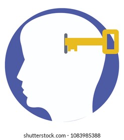 
Unlocking Brain. Flat icon of brainstorming.
