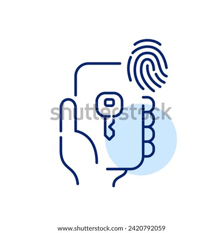 Unlocking a car or accessing an account using fingerprint authentication key. Pixel perfect, editable stroke