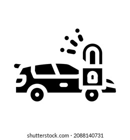 unlocking car glyph icon vector. unlocking car sign. isolated contour symbol black illustration