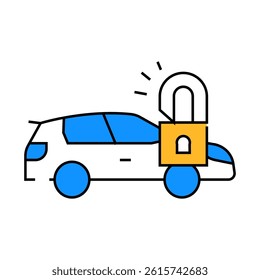 unlocking car line icon vector. unlocking car sign. isolated symbol illustration