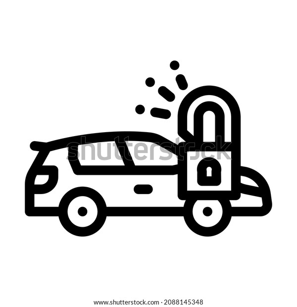 unlocking car line icon vector.\
unlocking car sign. isolated contour symbol black\
illustration