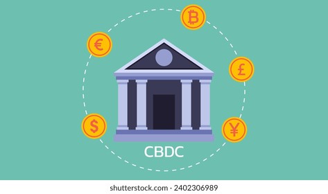 Unlocking the Future of Finance, CBDC and Digital Currency Transformations for Seamless Money Payment Transfers, Flat Vector Illustration Design
