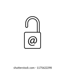 unlocking the MAIL icon. Element of data security icon for mobile concept and web apps. Thin line unlocking the MAIL icon can be used for web and mobile