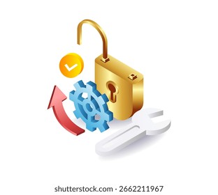 Unlocking the padlock concept illustration