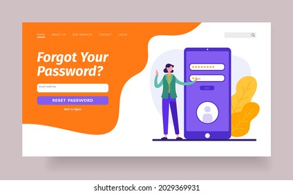 Entsperren des Passworts auf einem Webkonto. Sichere Autorisierung durch Austausch und Wiederherstellung beschädigter digitaler Daten. Sichere Identifizierung und Registrierung auf der Website. Flachbanner für Vektorlandung