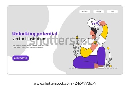 Unlocking Potential concept A vivid depiction of self-discovery, capturing a moment of realization and the unlocking of new possibilities within oneself Ideal for personal growth themes Vector