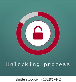 Unlocking process of personal data security decryption, login entrance concept, web vector illustration. vector illustration.