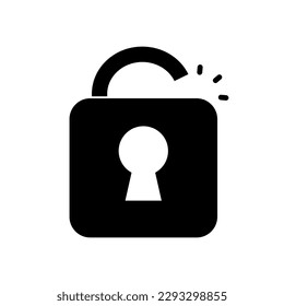 Unlocking silhouette icon. Security. Vector.