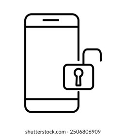 Unlocking a smartphone with a padlock symbol representing security and privacy technology