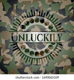 Unluckily camo emblem. Vector Illustration. Detailed.