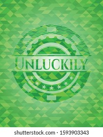 Unluckily realistic green emblem. Mosaic background. Vector Illustration. Detailed.