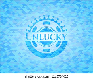 Unlucky light blue emblem with mosaic background